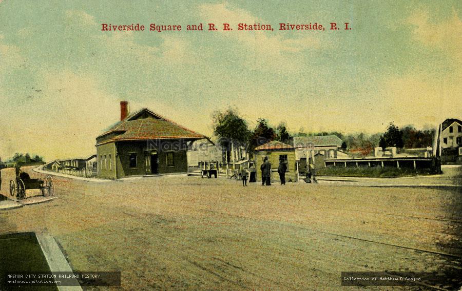 Postcard: Riverside Square and Railroad Station, Riverside, Rhode Island